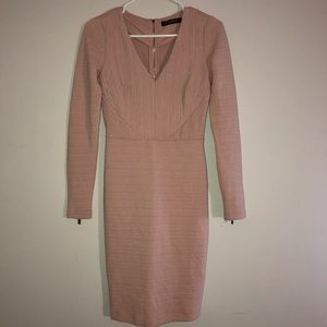 pink v-neck bodycon midi dress from dynamite